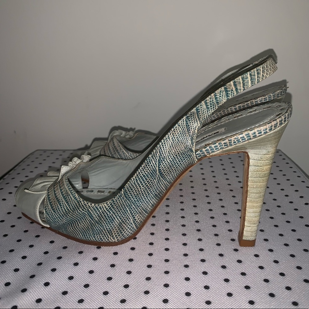 Manolo Blahnik Lizard Peep-toe Pumps